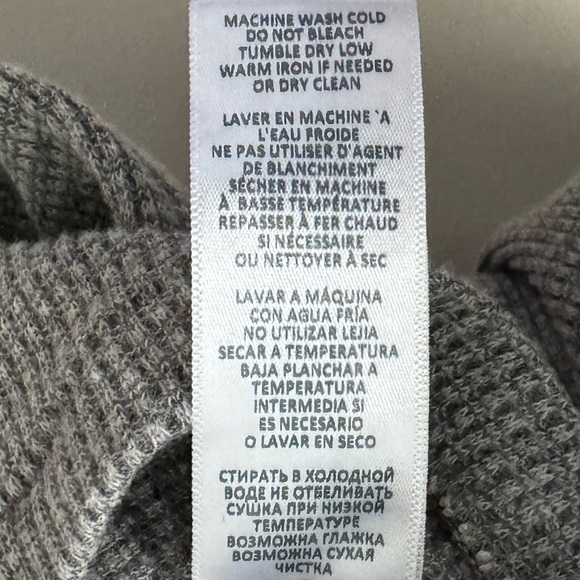 RE/DONE X HANES LONG SLEEVE WAFFLE KNIT THERMAL HENLEY GRAY SIZE XS - Picture 5 of 5